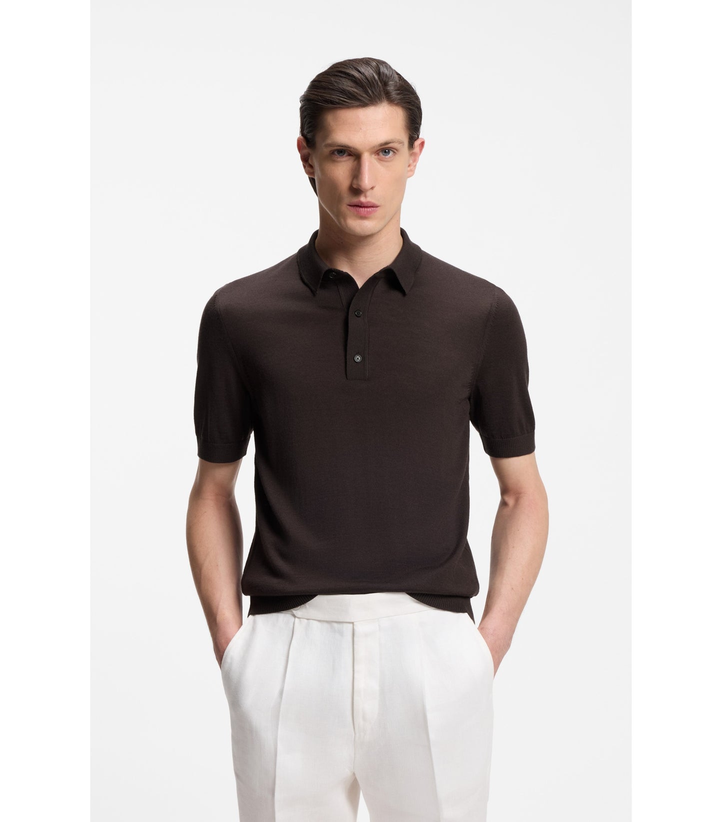 Knit polo in virgin wool 