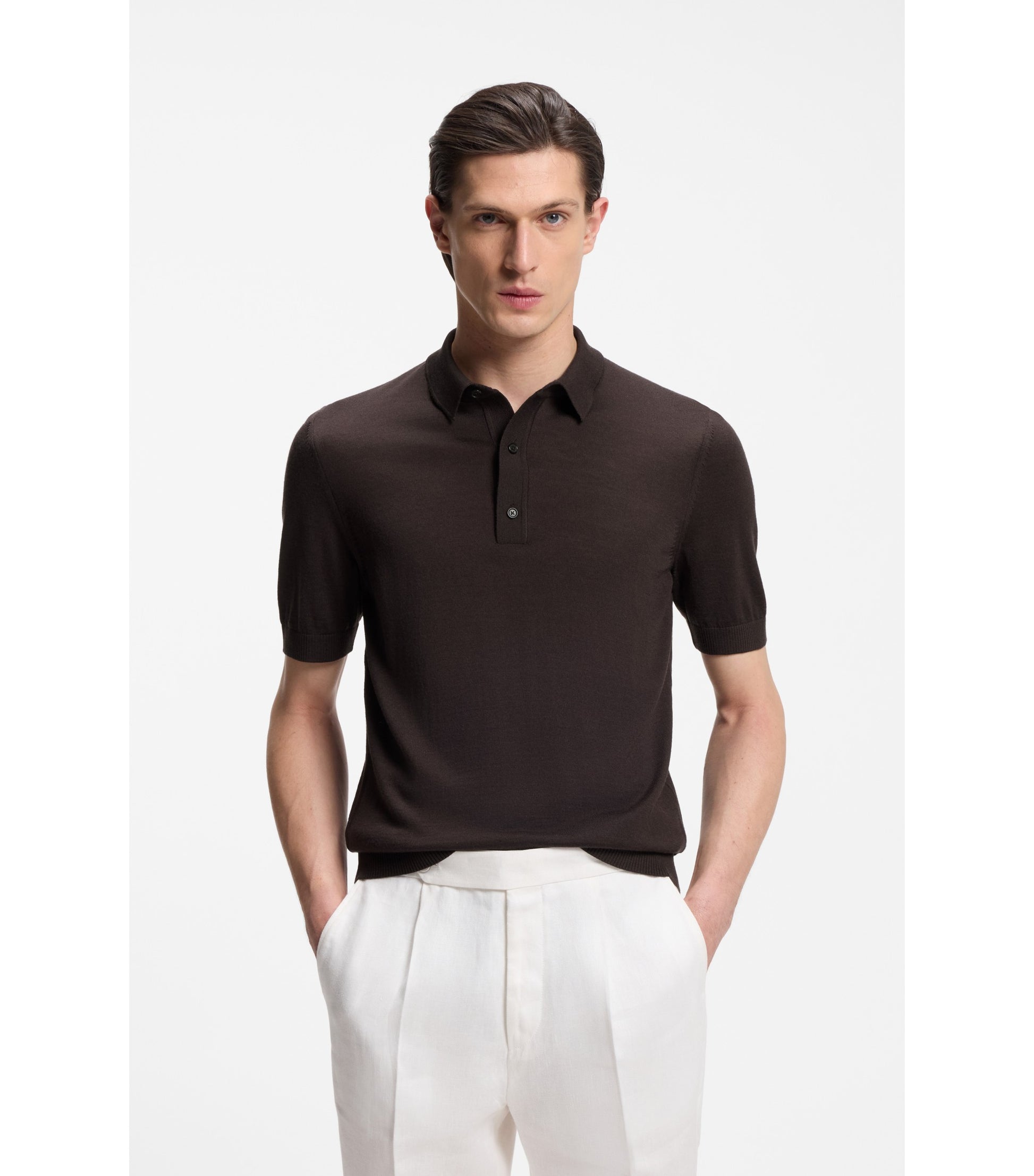 Knit polo in virgin wool 