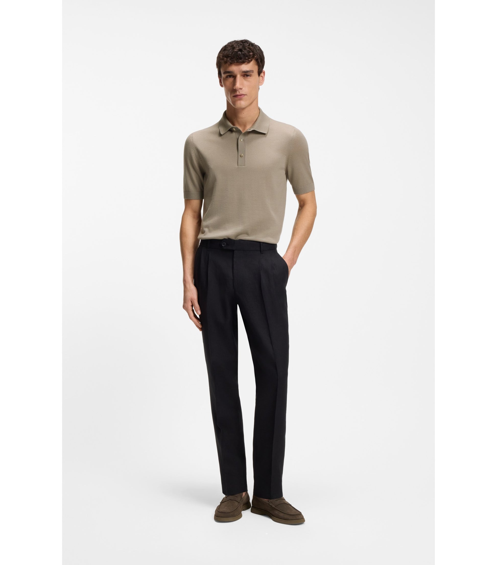 Knit polo in virgin wool 