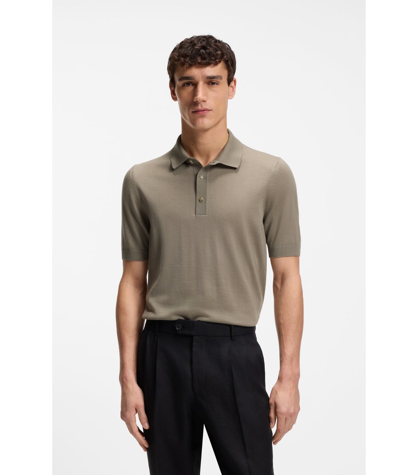 Knit polo in virgin wool 