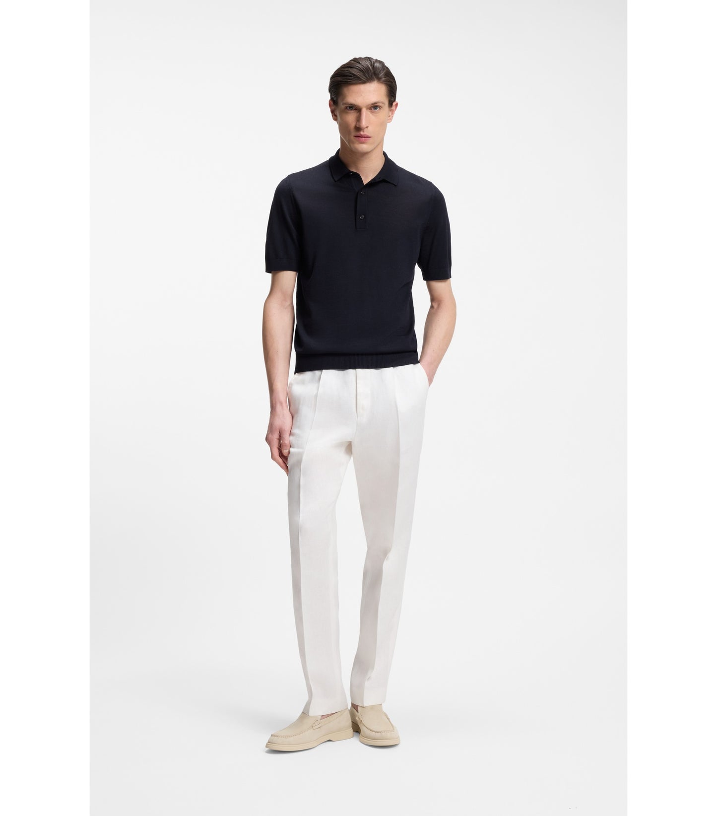 Knit polo in virgin wool 
