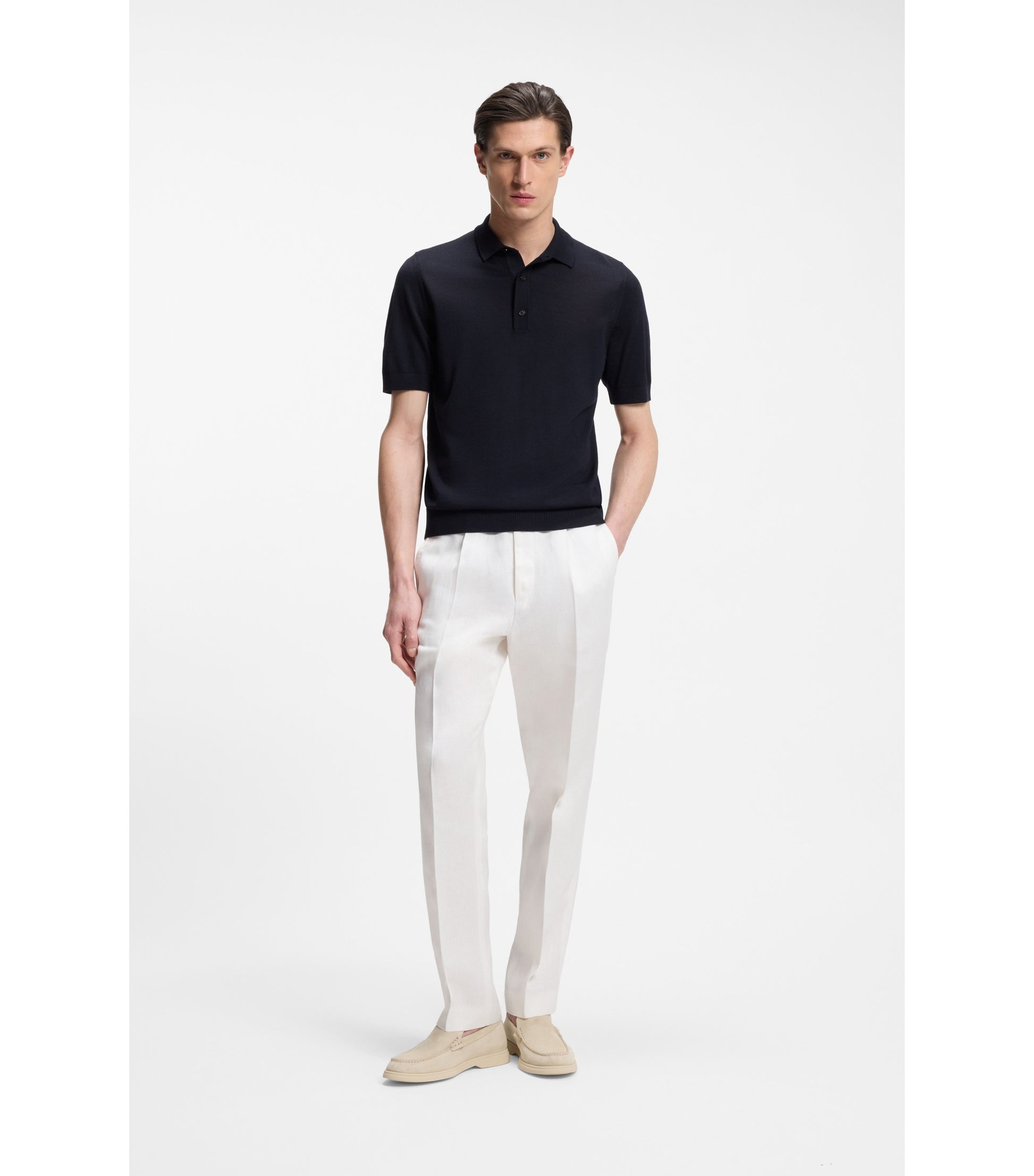 Knit polo in virgin wool 