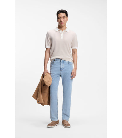 Knit polo in silk and cotton