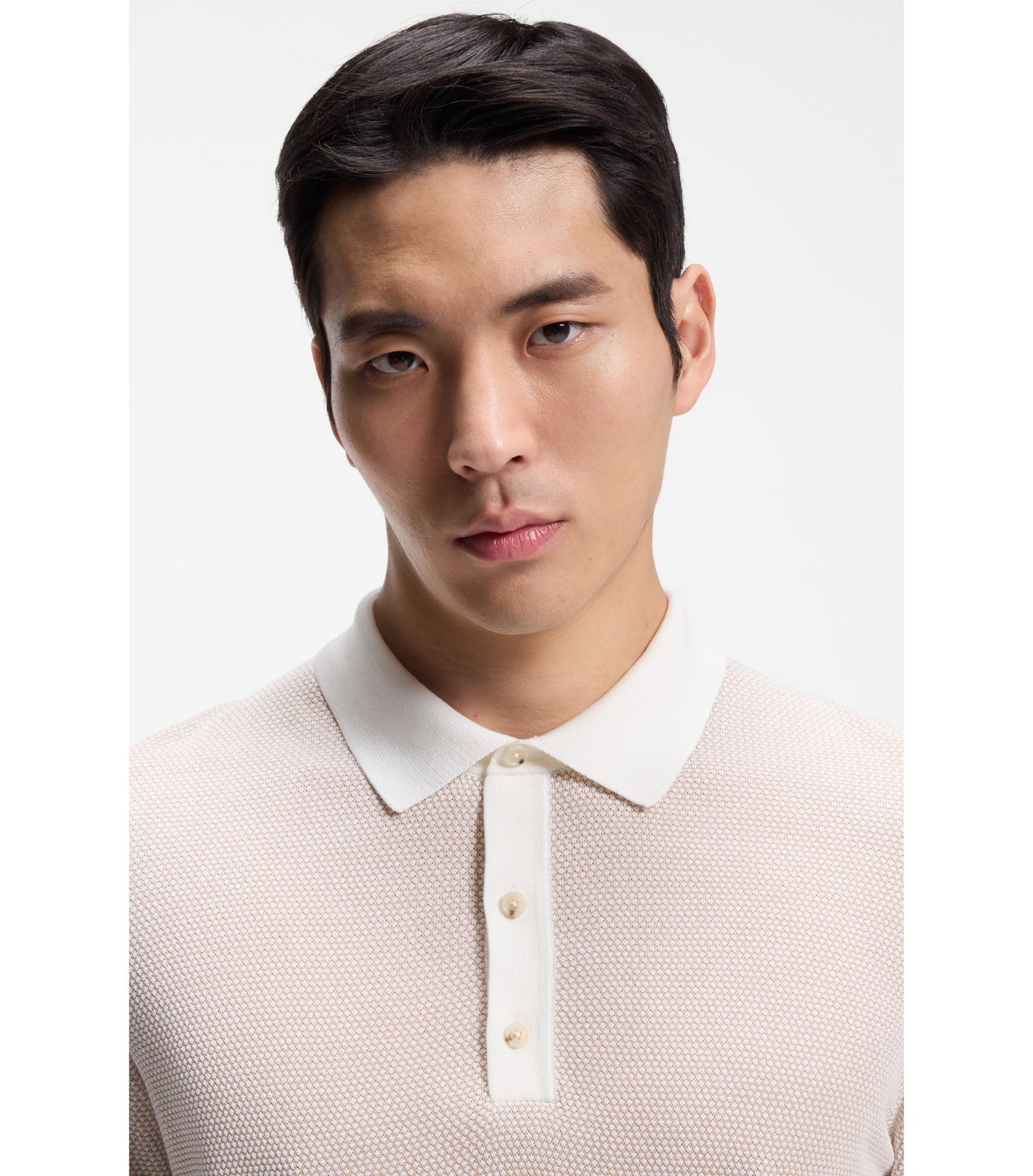 Knit polo in silk and cotton