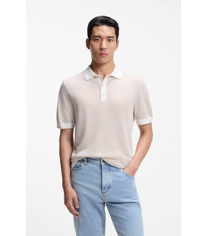 Knit polo in silk and cotton