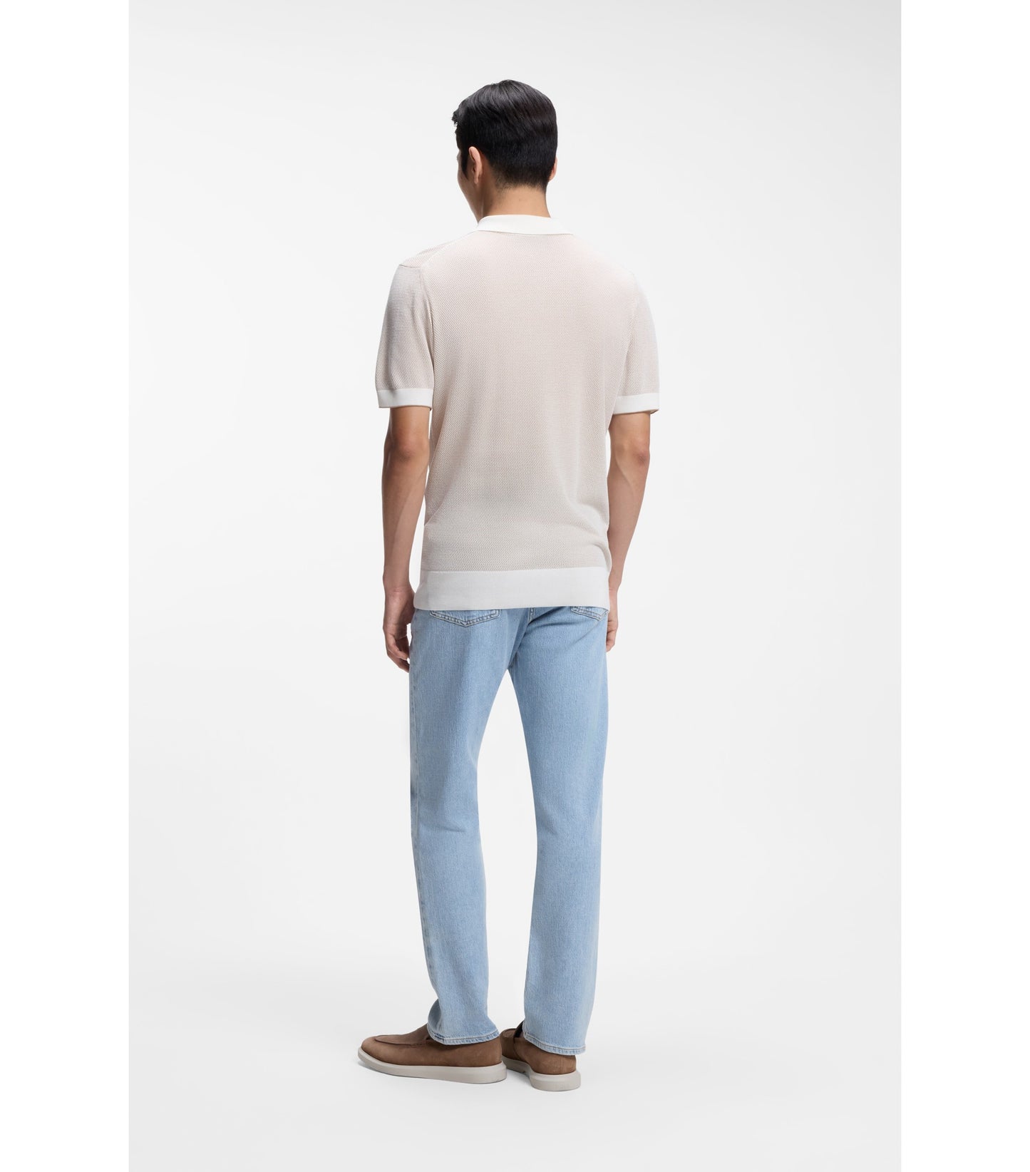 Knit polo in silk and cotton