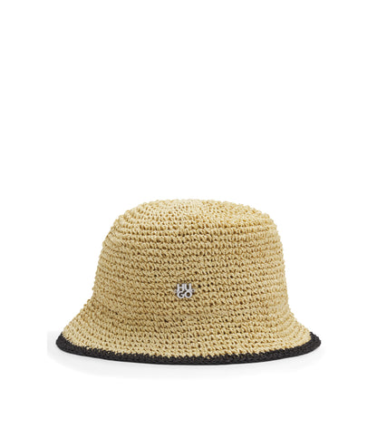 Raffia bucket hat with stacked logo