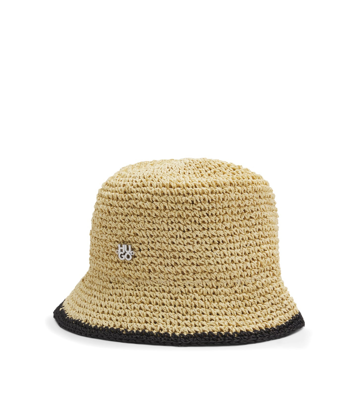 Raffia bucket hat with stacked logo
