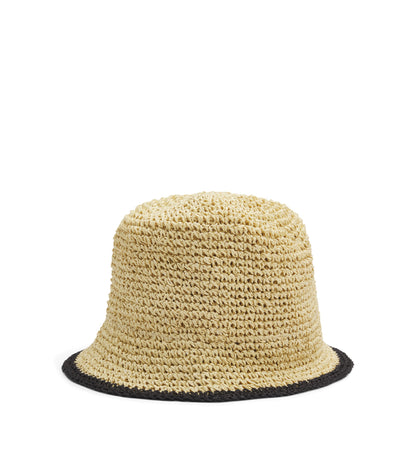 Raffia bucket hat with stacked logo