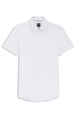 Slim-fit shirt in performance-stretch jersey