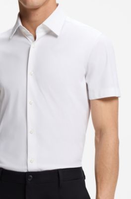 Slim-fit shirt in performance-stretch jersey