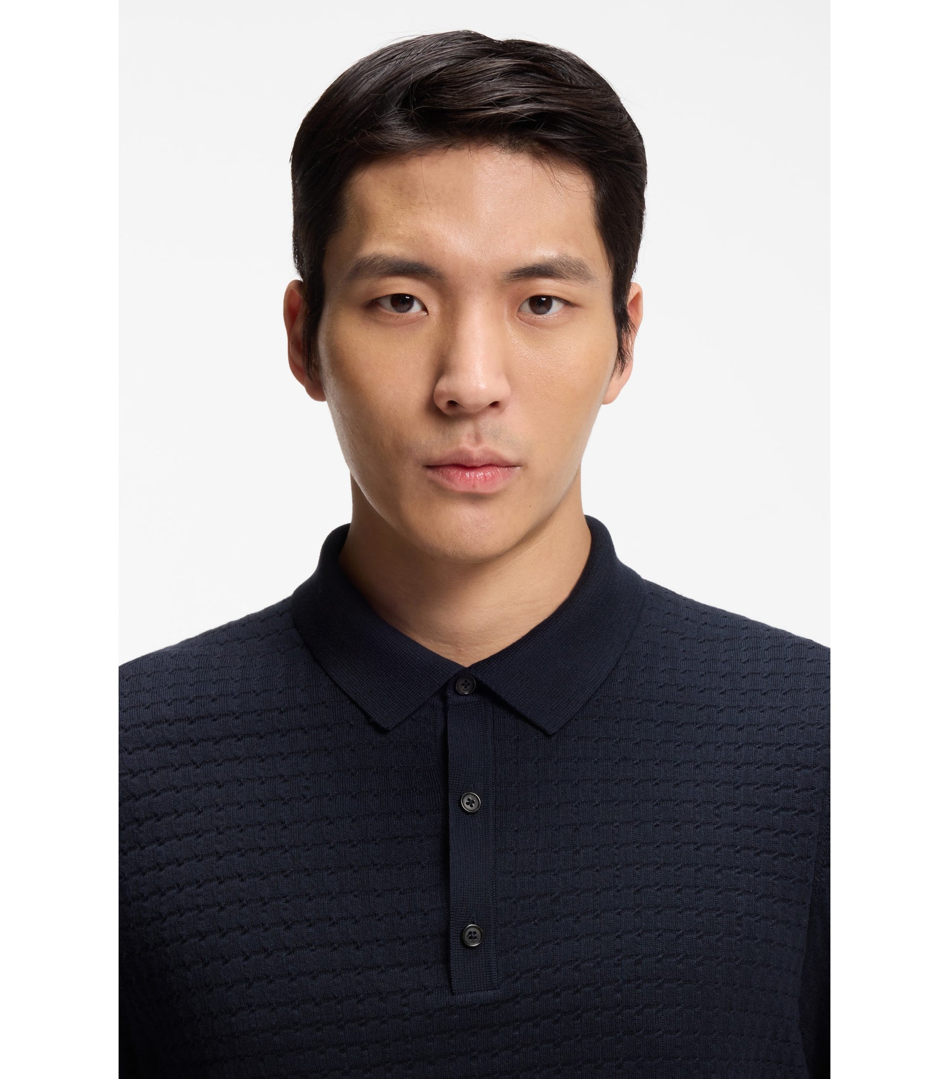 Knit polo in silk and cotton