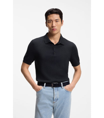 Knit polo in silk and cotton