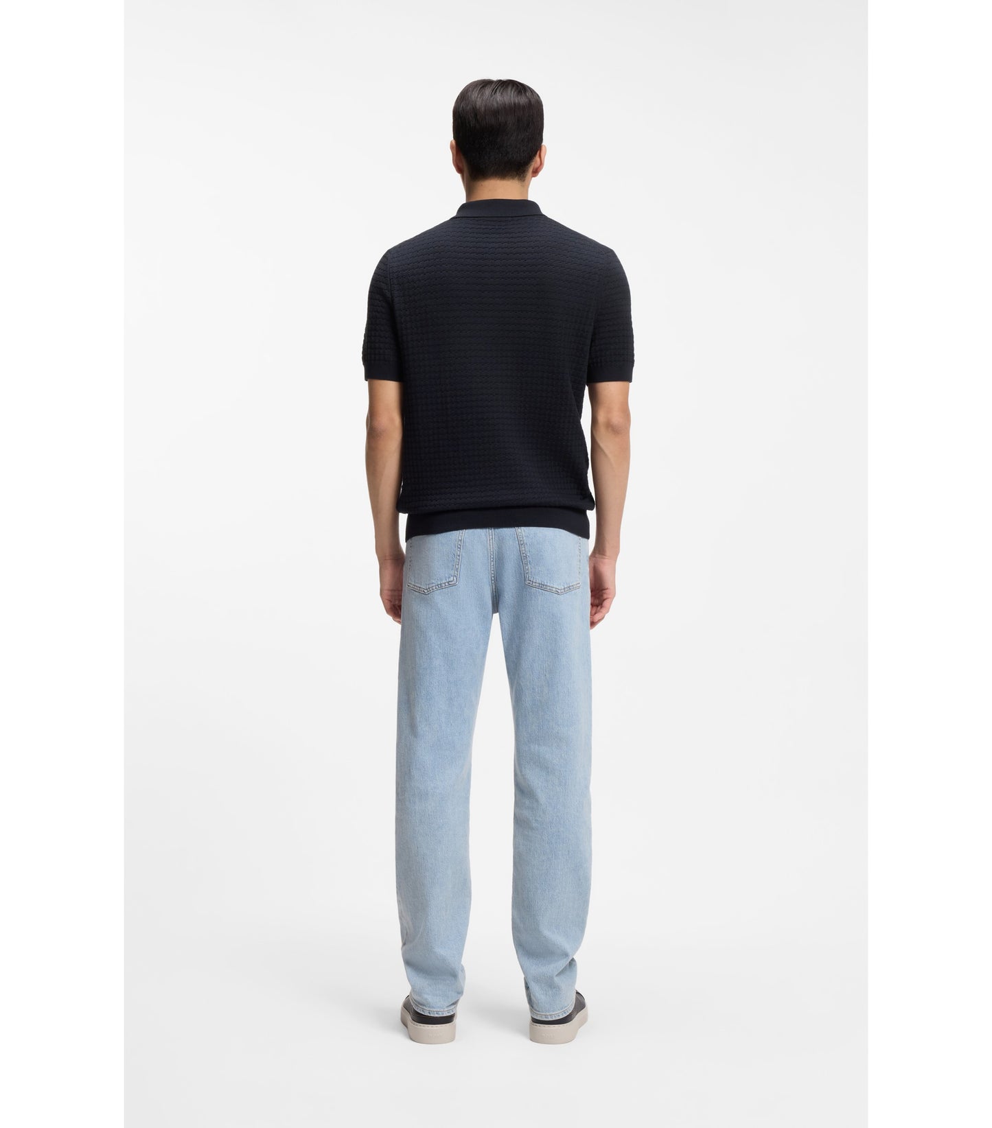 Knit polo in silk and cotton