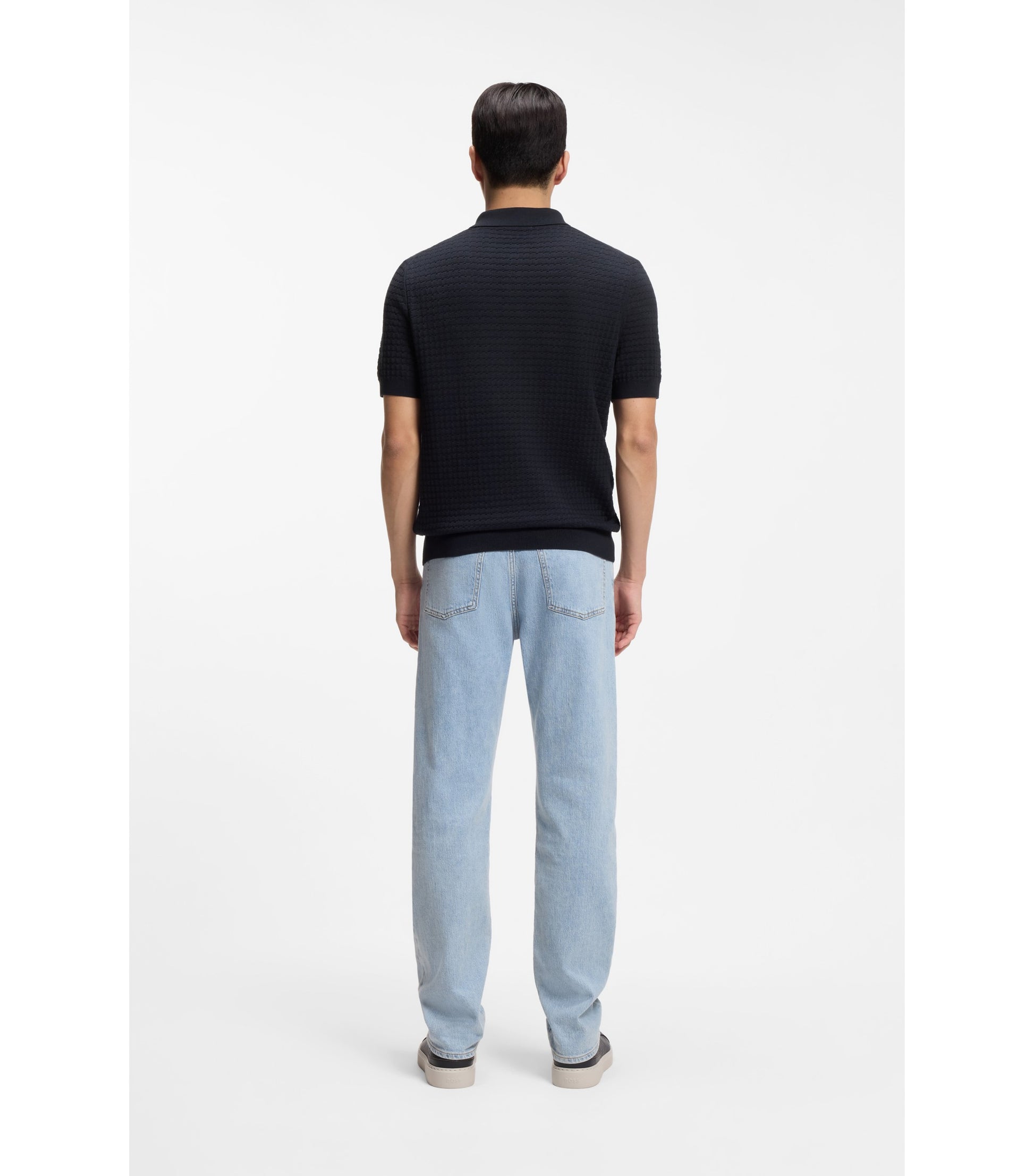 Knit polo in silk and cotton