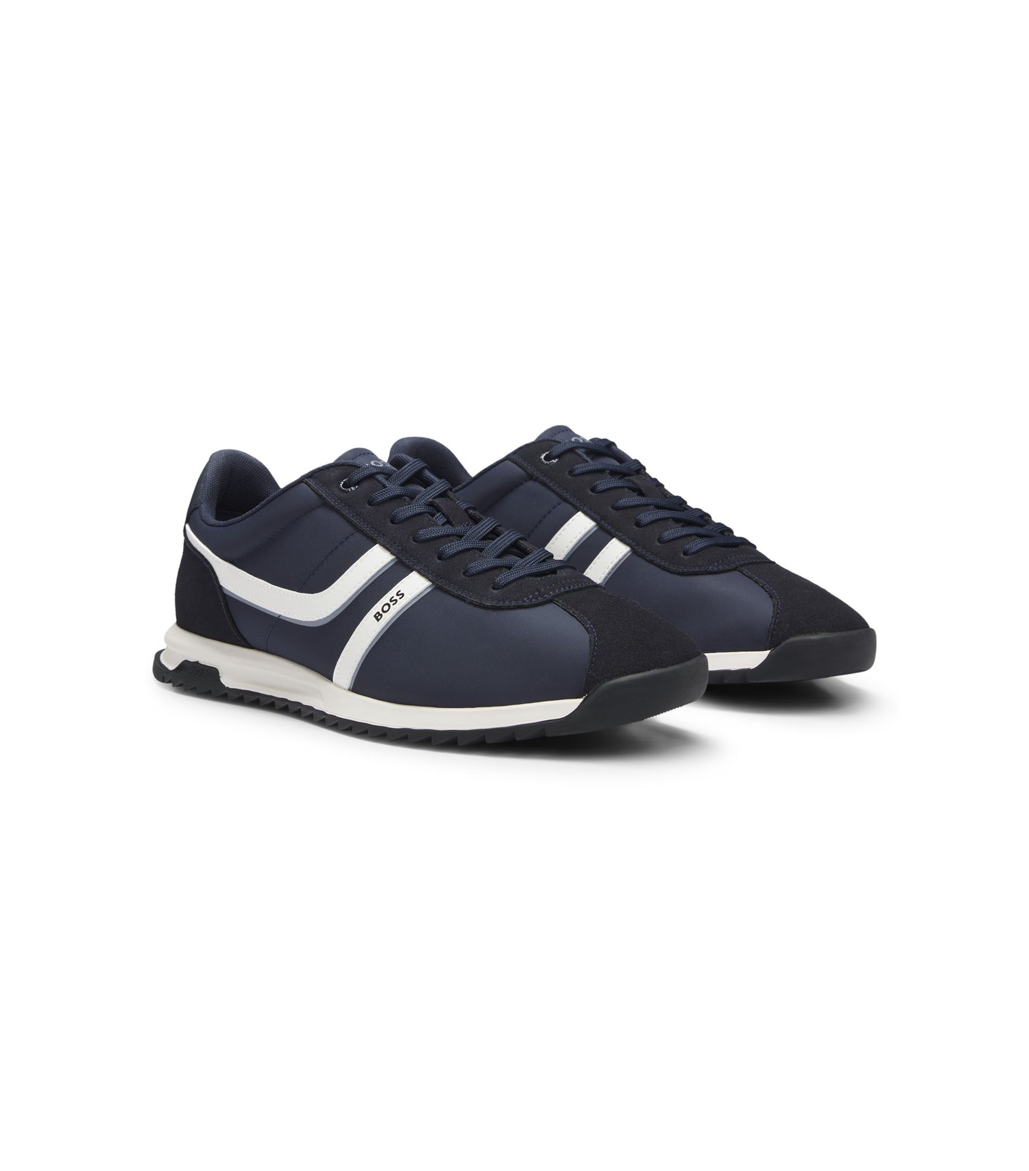 Logo trainers with faux suede trims