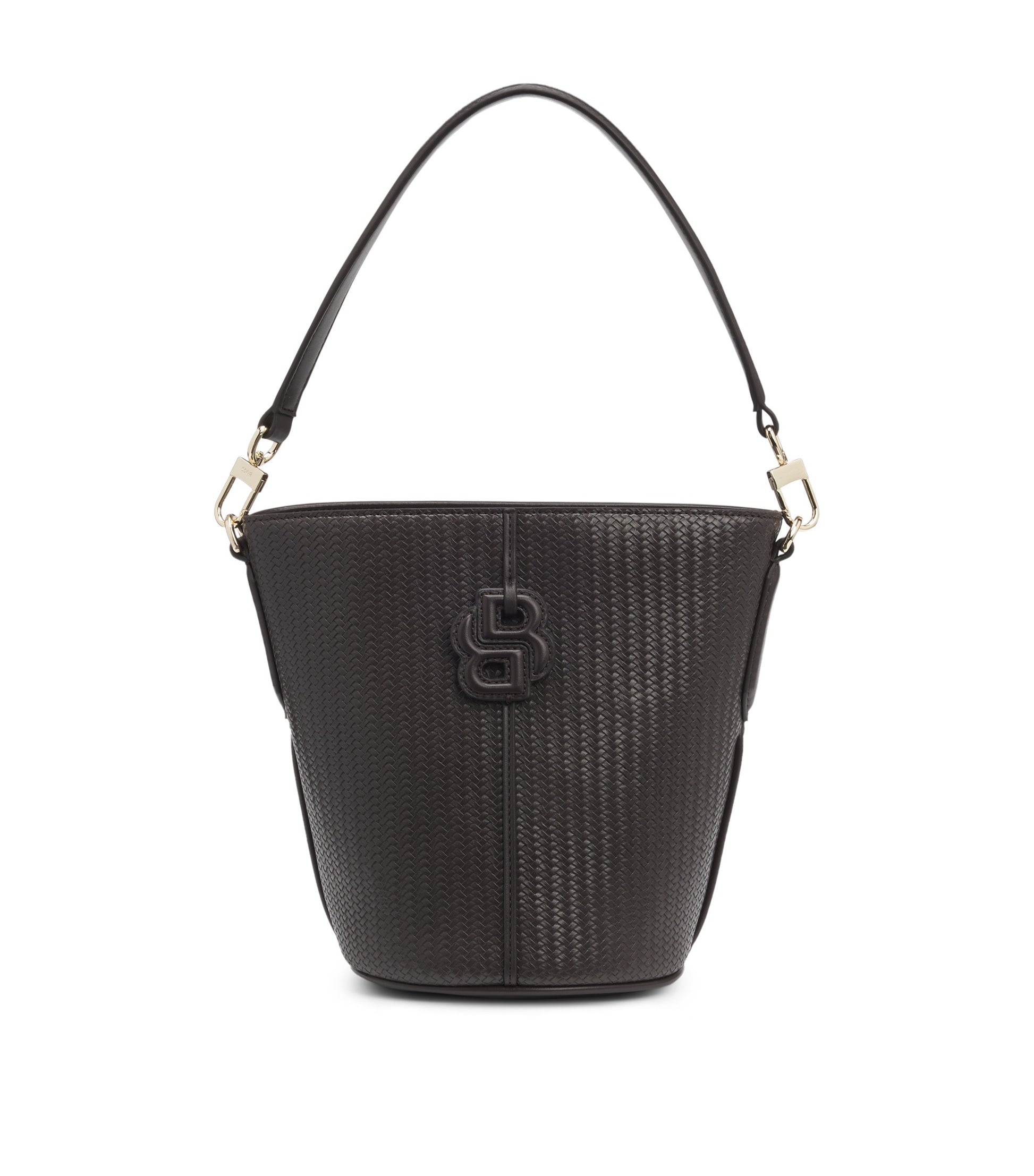 Woven-effect bucket bag with Double B monogram