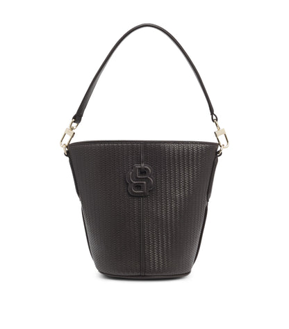 Woven-effect bucket bag with Double B monogram