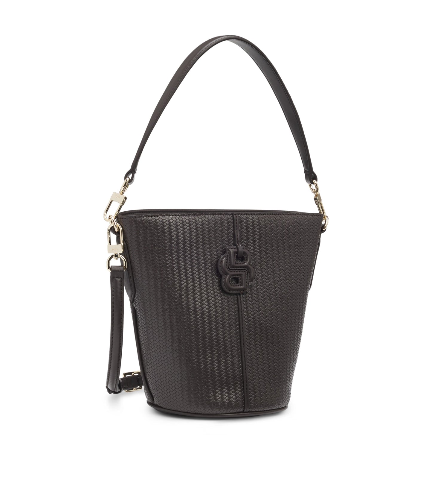 Woven-effect bucket bag with Double B monogram