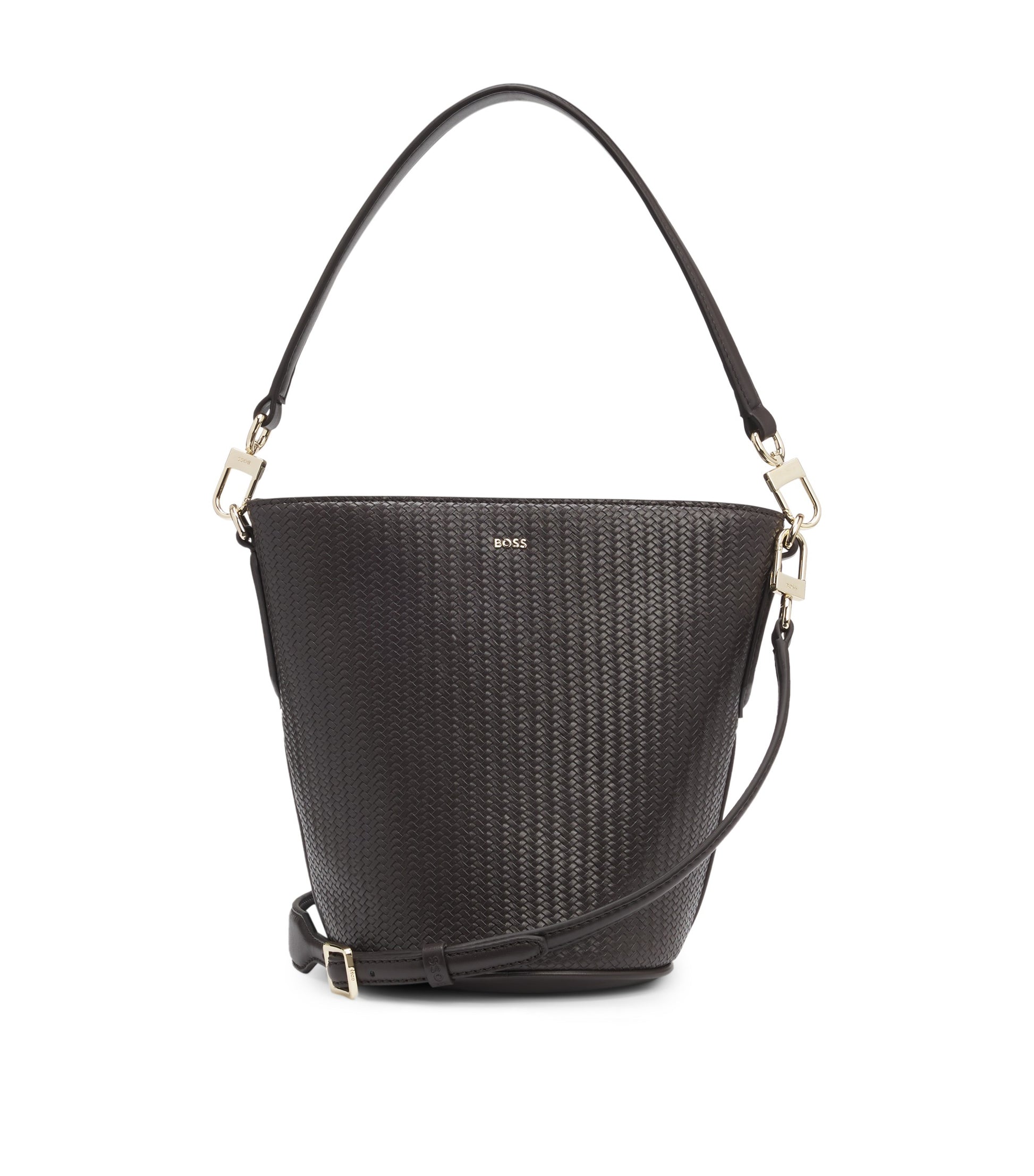 Woven-effect bucket bag with Double B monogram