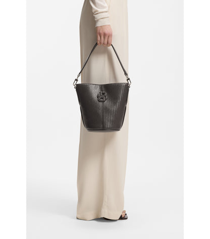 Woven-effect bucket bag with Double B monogram