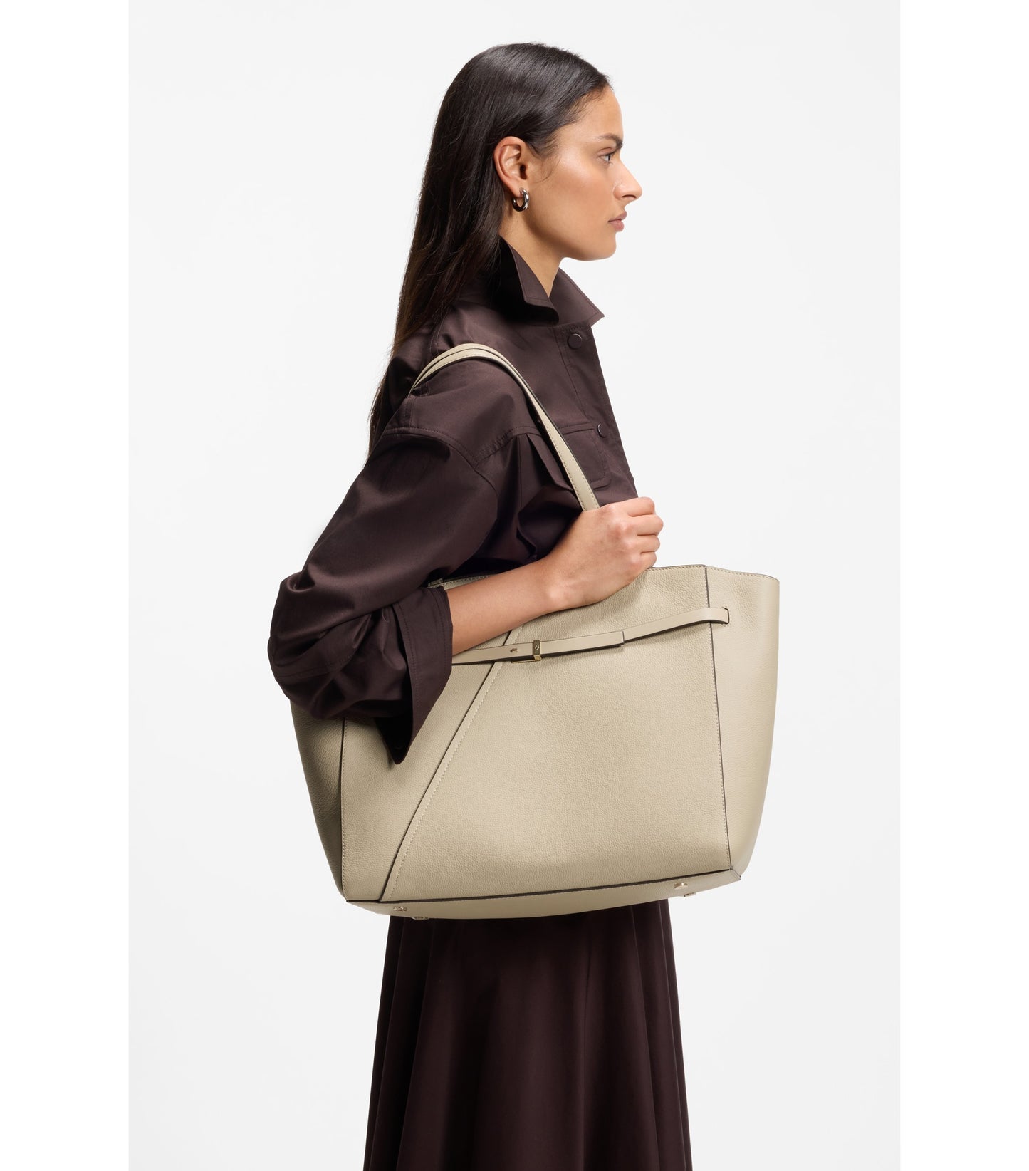 BOSS Revers tote bag in leather with belt detail