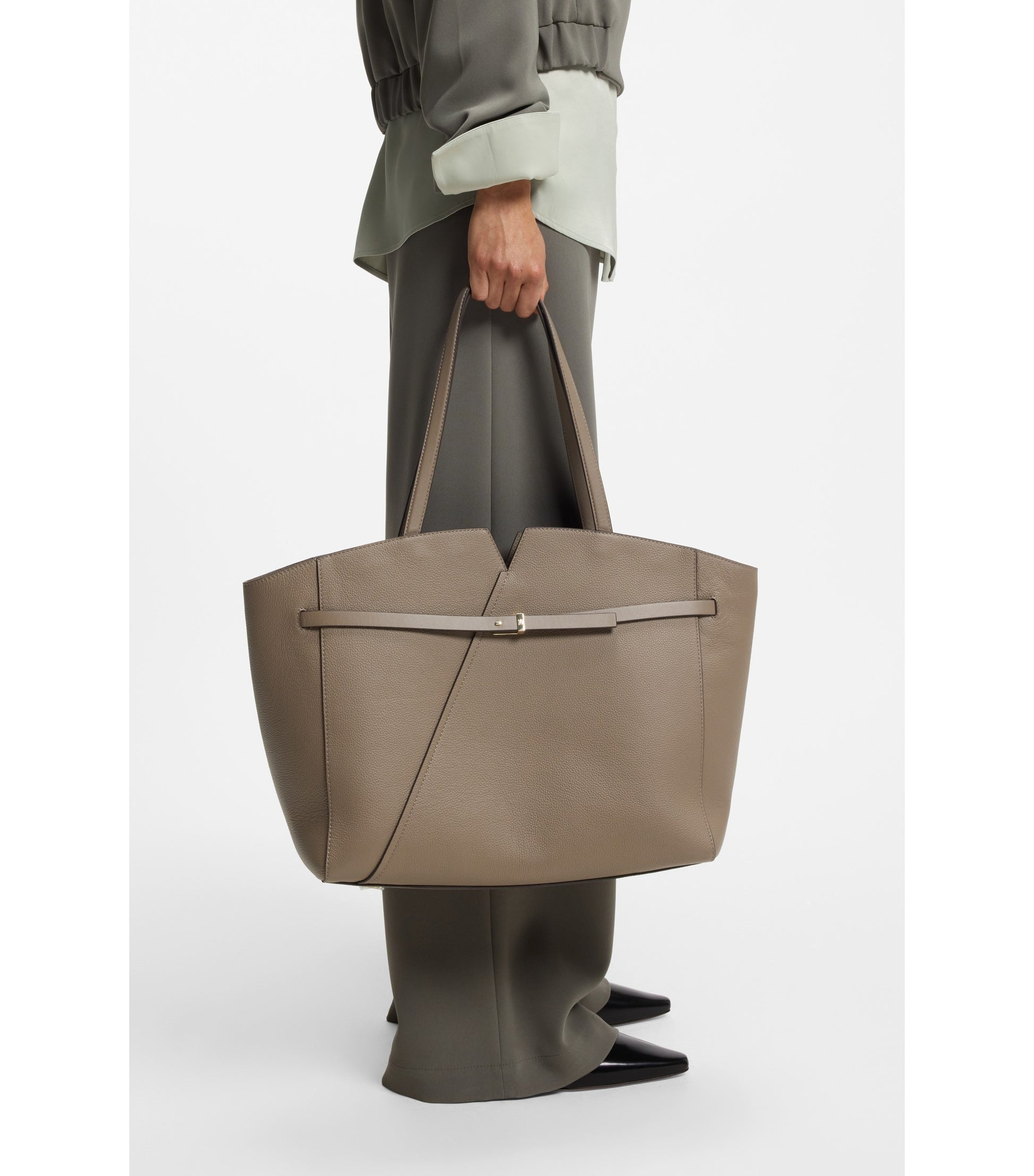 BOSS Revers tote bag in leather with belt detail