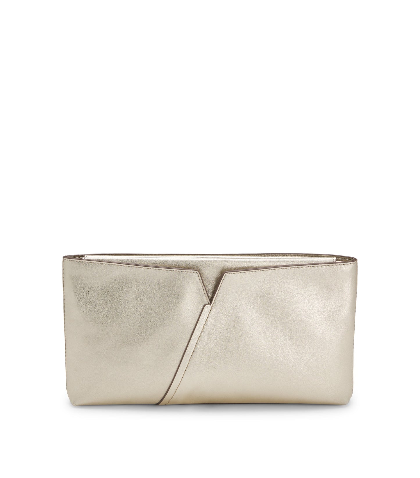 BOSS Revers metallic-leather clutch bag with split topline