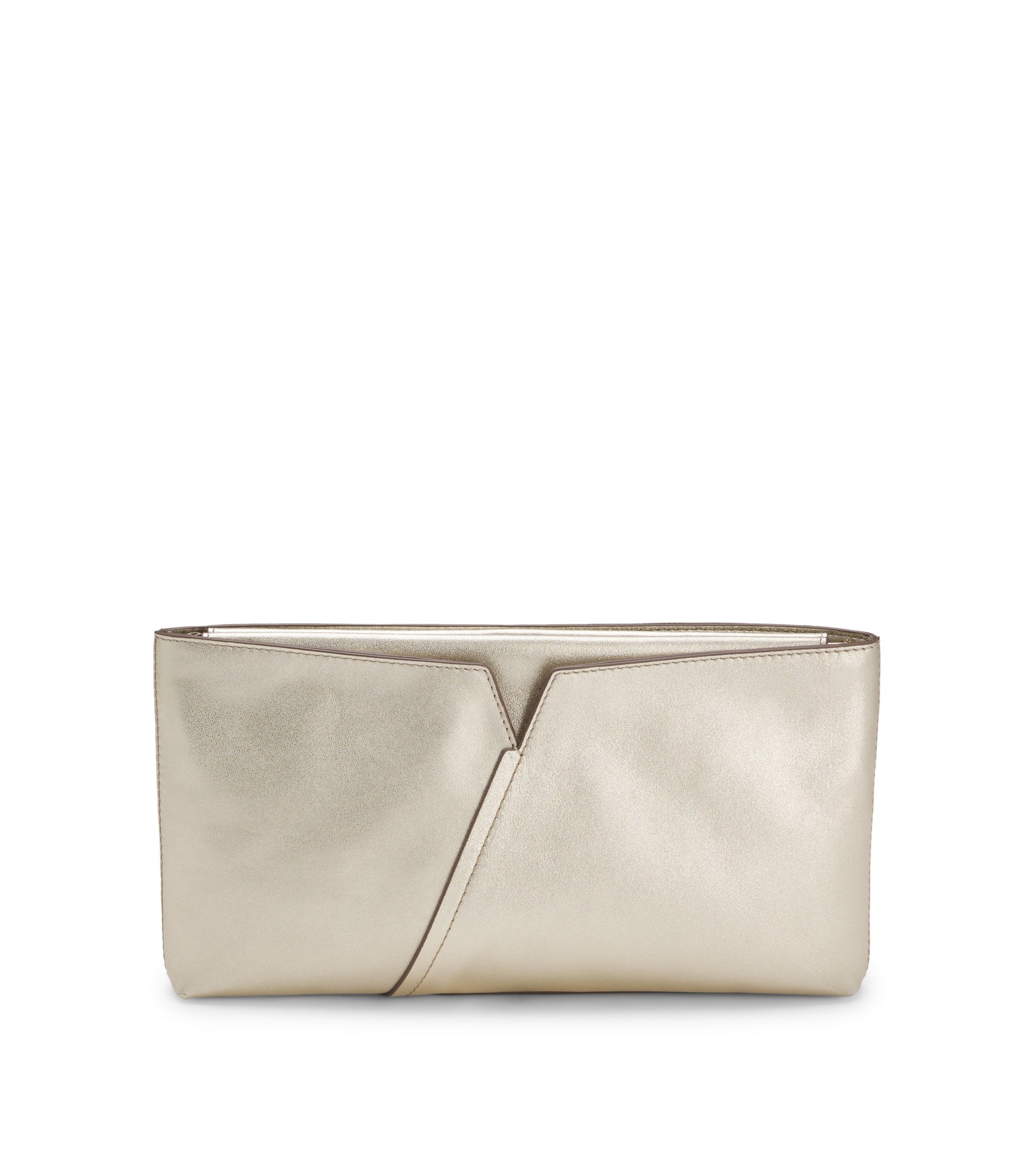BOSS Revers metallic-leather clutch bag with split topline