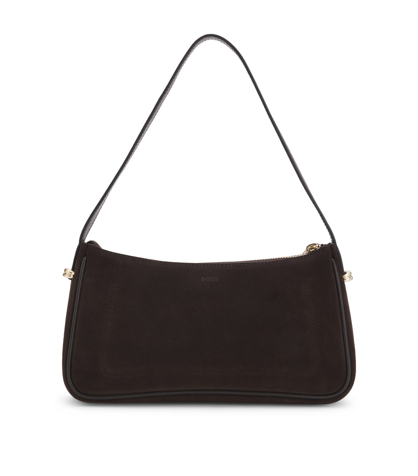 Suede shoulder bag with metallic Double B monogram