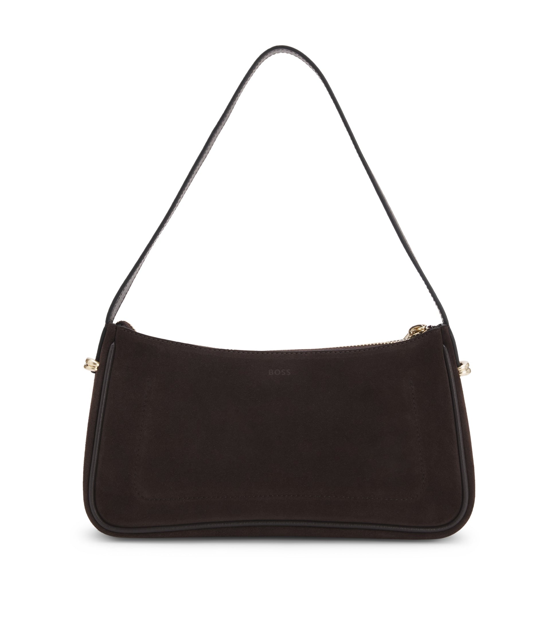 Suede shoulder bag with metallic Double B monogram
