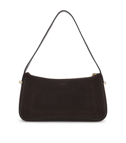 Suede shoulder bag with metallic Double B monogram