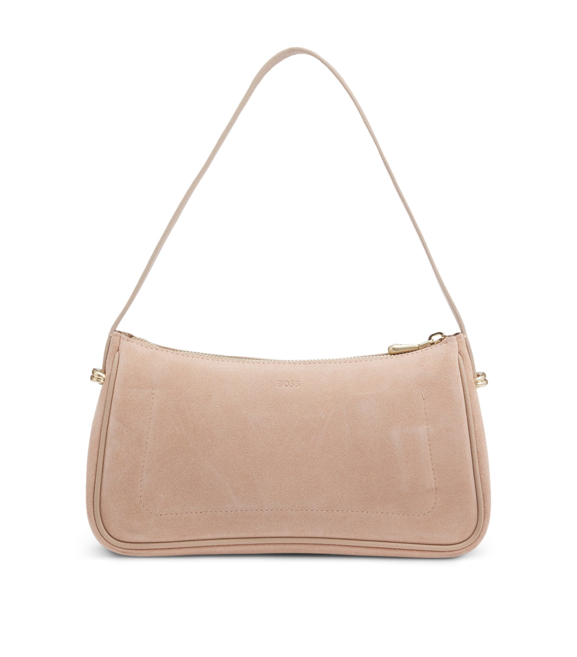 Suede shoulder bag with metallic Double B monogram