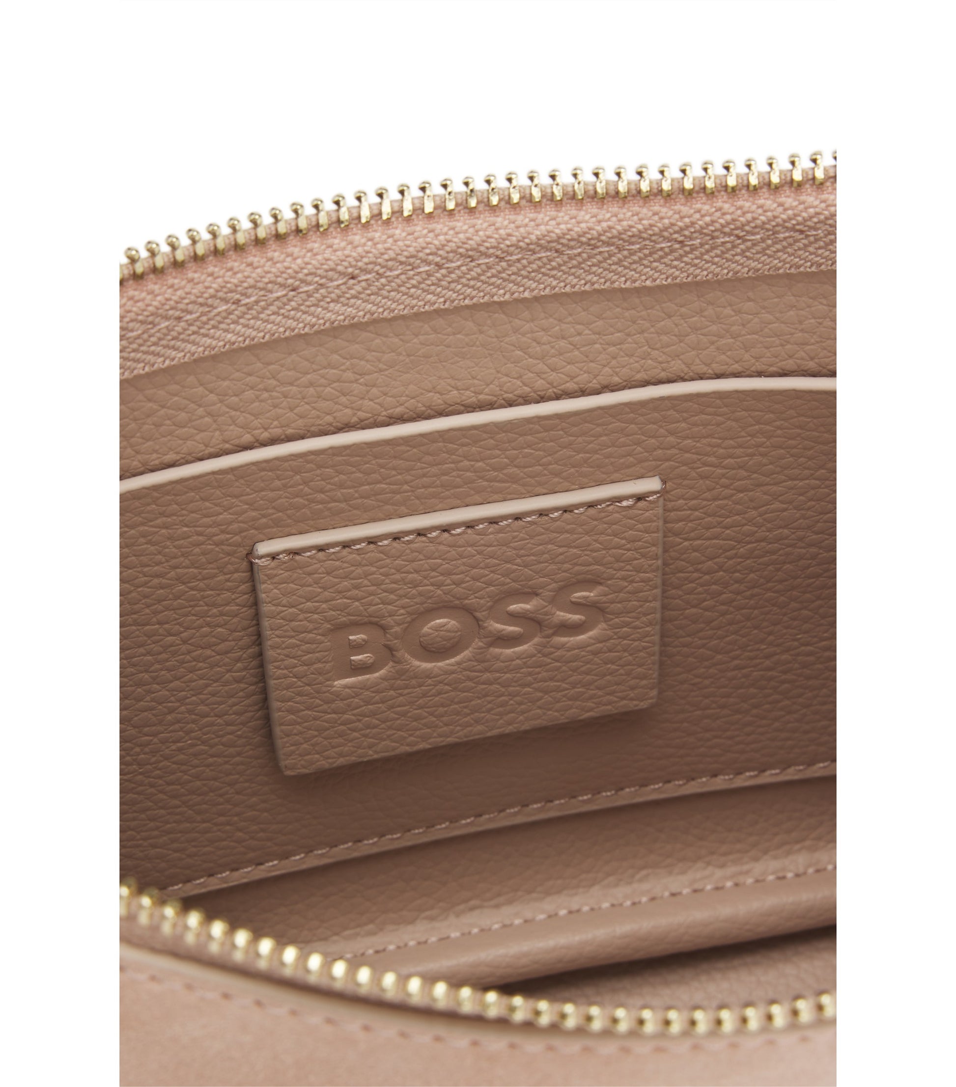 Suede shoulder bag with metallic Double B monogram
