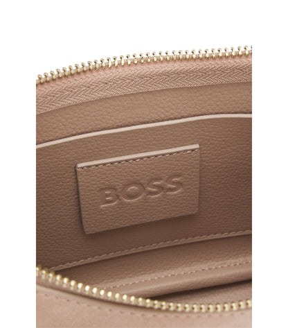 Suede shoulder bag with metallic Double B monogram