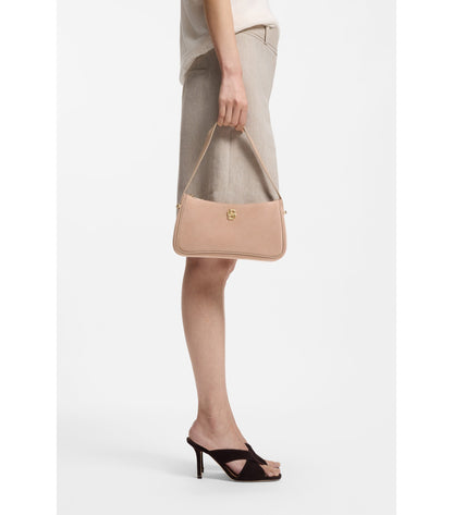 Suede shoulder bag with metallic Double B monogram