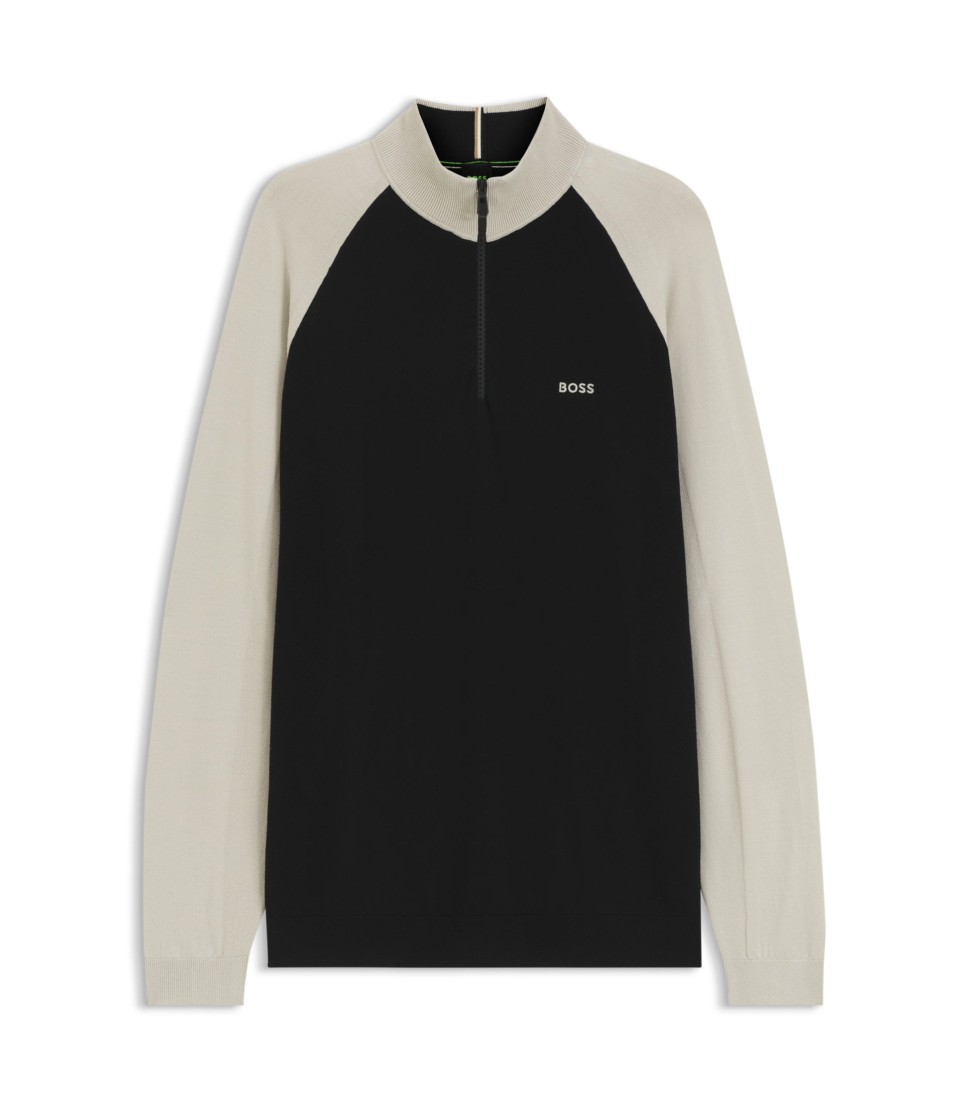 Colour-blocked sweater with zip neck
