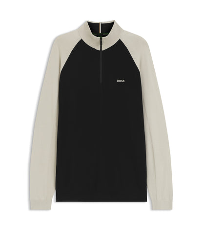 Colour-blocked sweater with zip neck