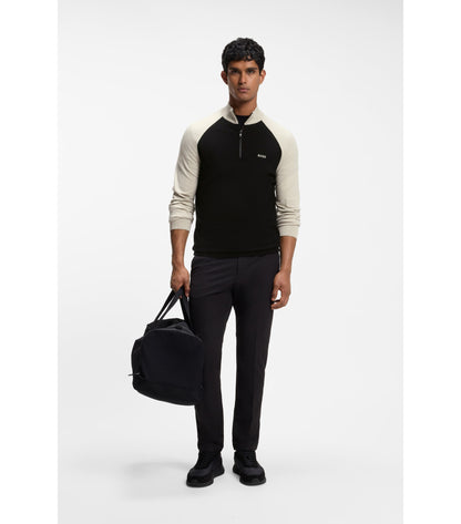 Colour-blocked sweater with zip neck