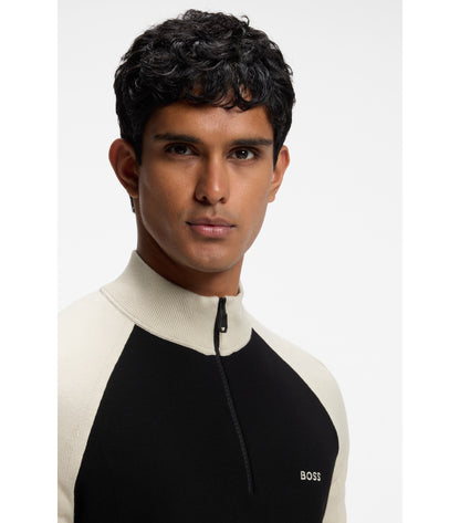 Colour-blocked sweater with zip neck