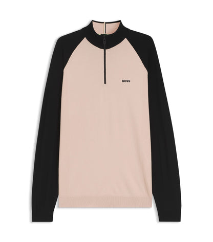 Colour-blocked sweater with zip neck