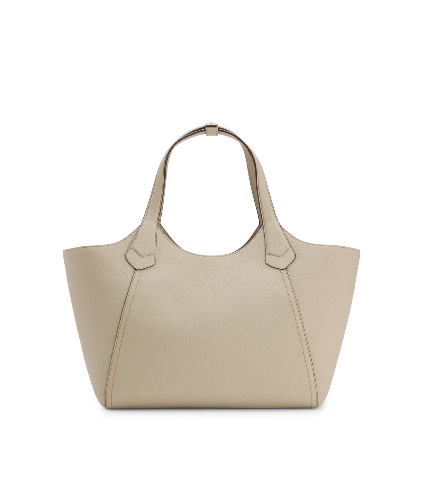 Leather tote bag with metallic logo lettering