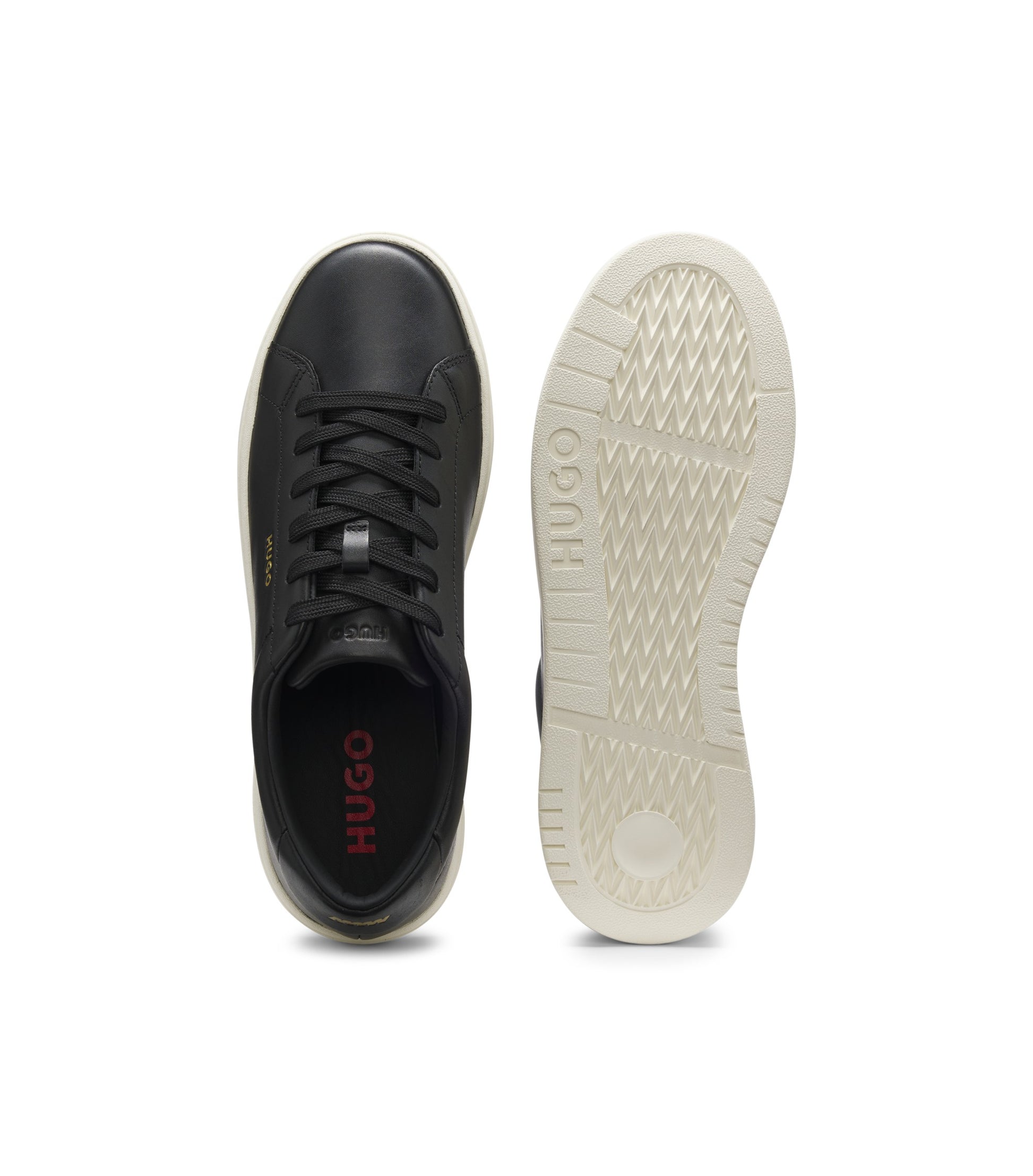 Nappa-leather trainers with gold-tone logo