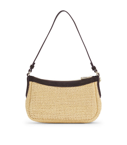 Raffia shoulder bag with Double B monogram charm