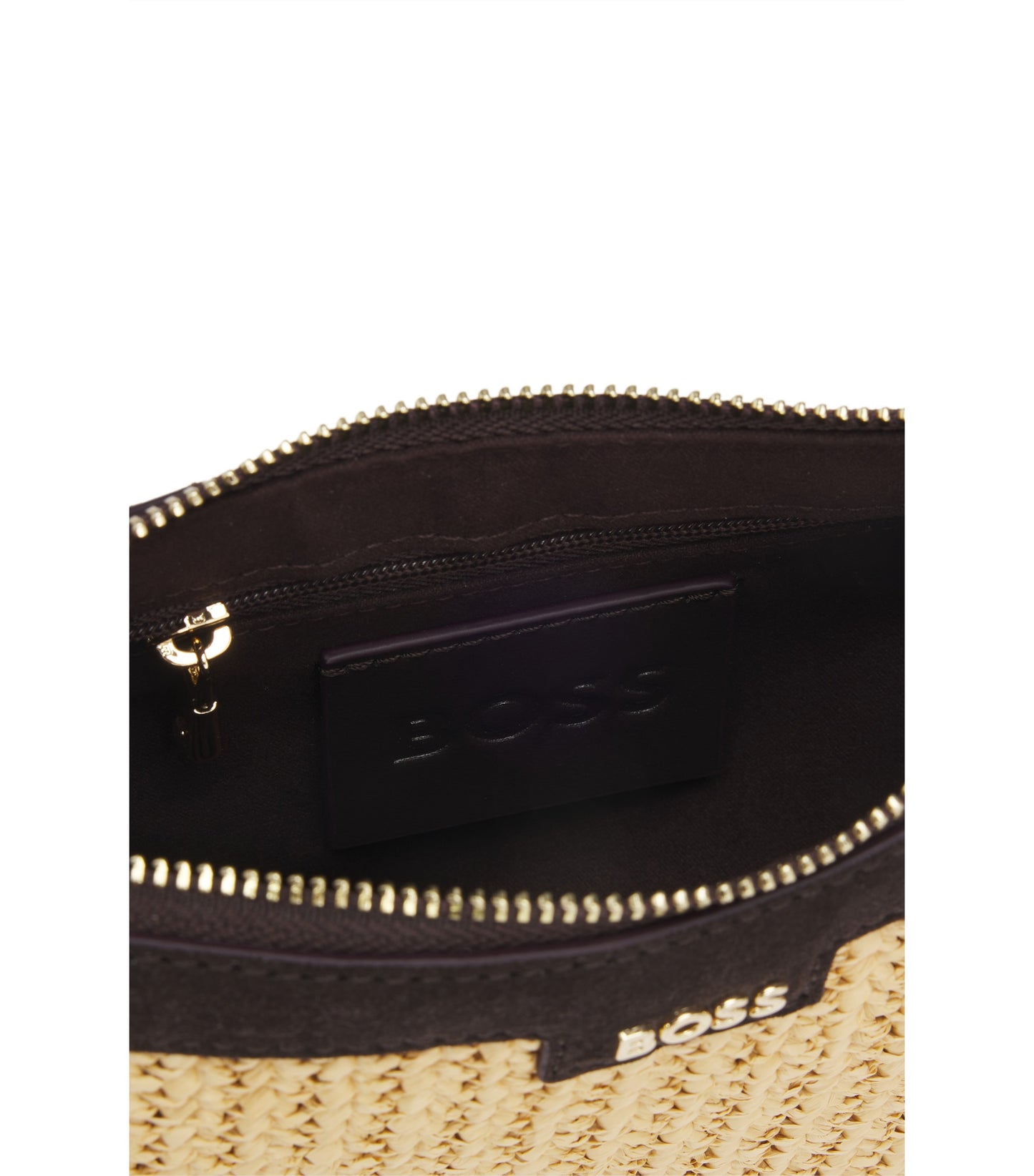 Raffia shoulder bag with Double B monogram charm