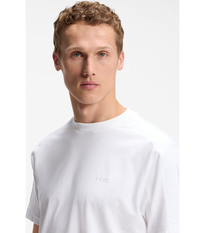 Stretch-cotton T-shirt with jacquard tape