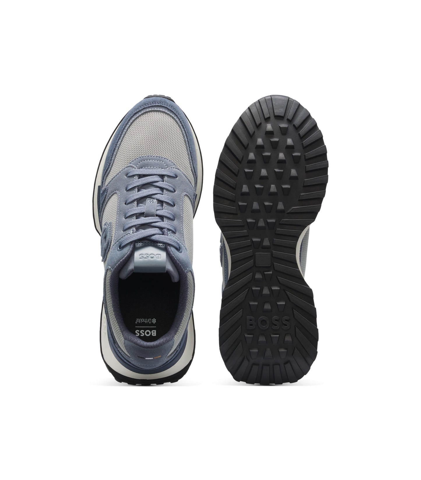 Suede-trim trainers with Double B monogram