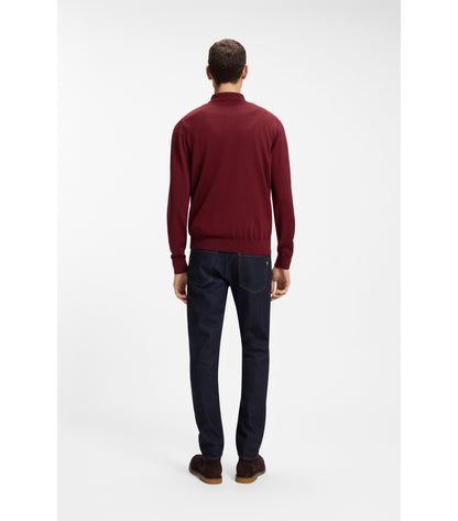 Mixed-structure knit polo in a wool blend