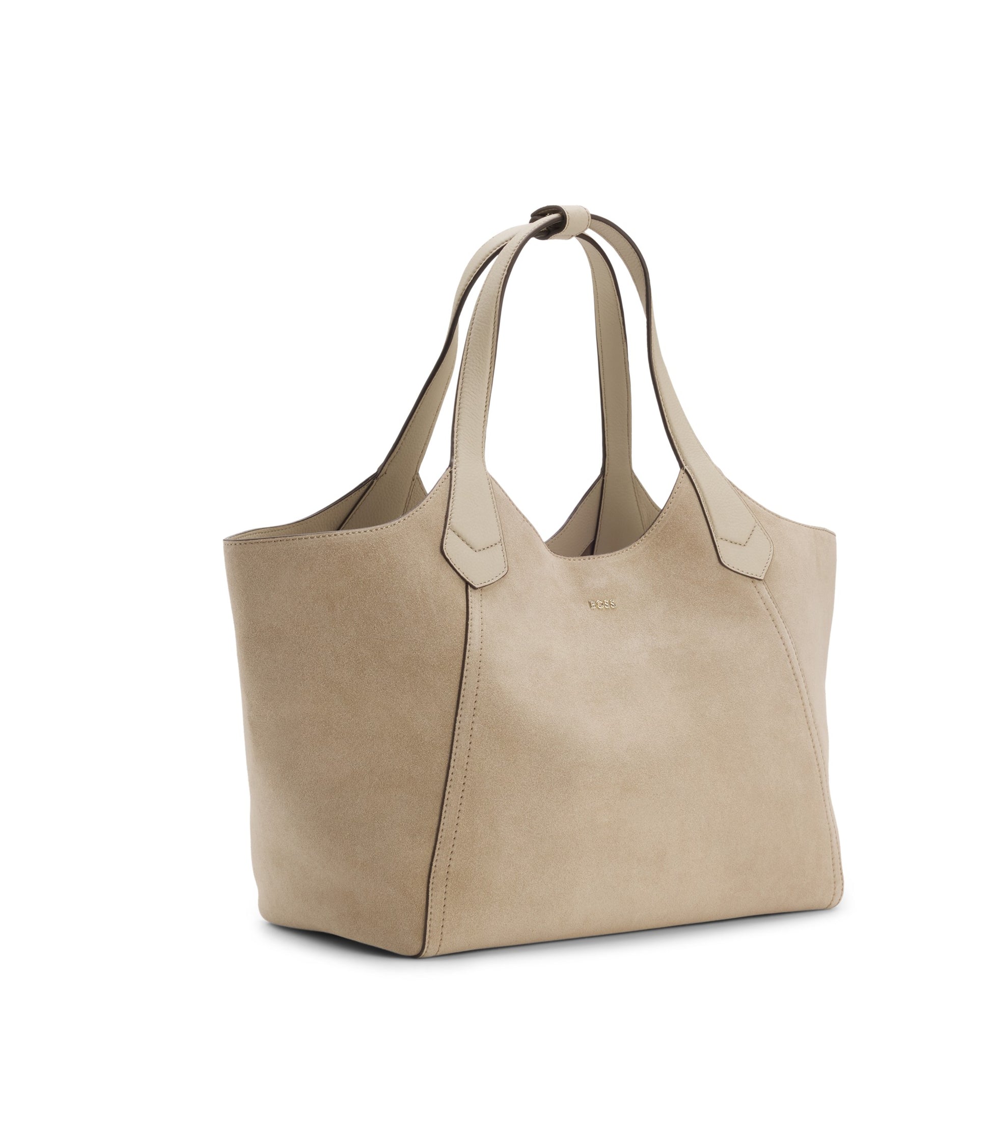 Tote bag in suede with textured-leather trims
