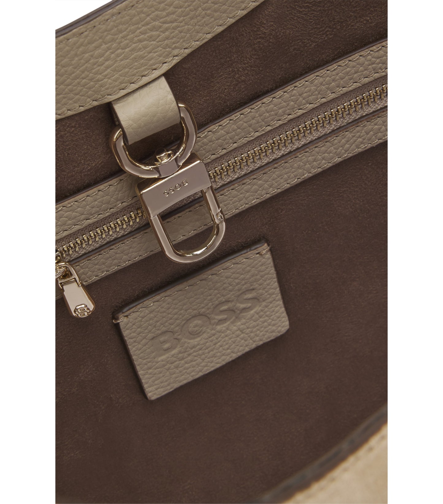 Tote bag in suede with textured-leather trims